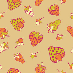 КЛУБНИКА:
Ethnic boho seamless pattern with decorative strawberry. Print. Cloth design, wallpaper.