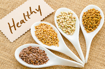 Healthy tag with grains.