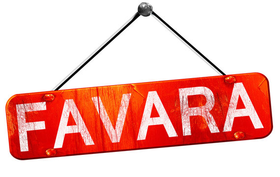 Favara, 3D rendering, a red hanging sign