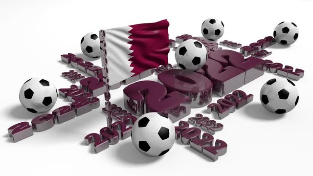 Football 2022 design with Qatar Flag and some Balls