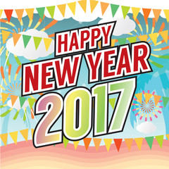 Happy New Year 2017 Celebration Vector Illustration.