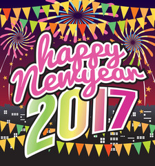 Happy New Year 2017 Celebration Vector Illustration.