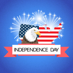 Eagle Over United States Of America Map Flag