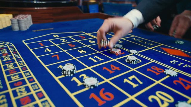 Betting chips - Casino Roulette People playing Roulette in a Casino, S-Log
