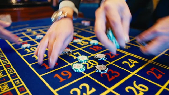 Betting chips - Casino Roulette People playing Roulette in a Casino, S-Log
