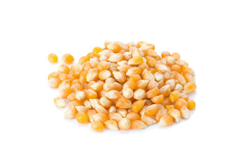Corn seeds isolated on white background.