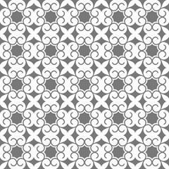 Grey seamless stylized flower pattern in oriental style
