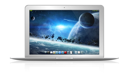 Modern laptop on white background