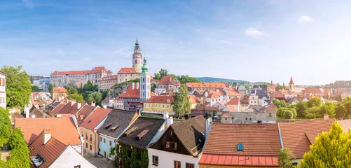 Foto op Canvas Panoramic view over the old town of Cesky Krumlov, Czech Republic © mRGB