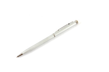 Silver pen isolated on a white background