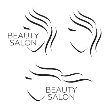 Beautiful woman vector logo template for hair salon, beauty salon