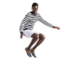 Handsome black man jumping