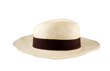 men's woven straw hat isolated white background