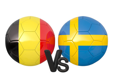 Belgium / Sweden soccer game 3d illustration