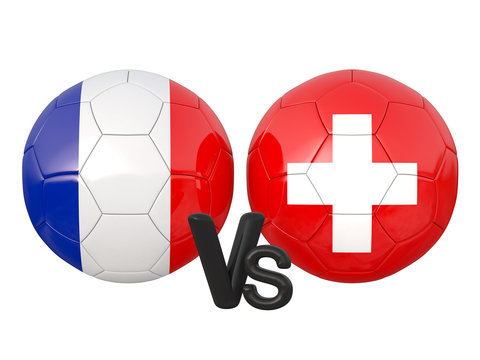 France / Switzerland soccer game 3d illustration