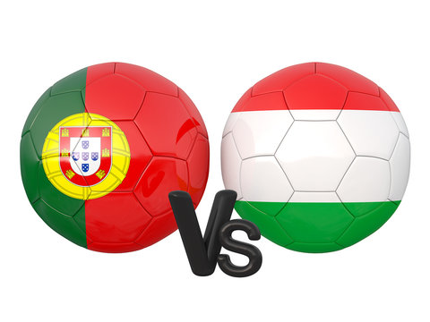 Portugal / Hungary soccer game 3d illustration