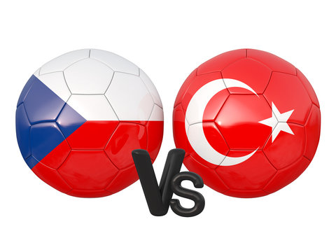 Czech Republic / Turkey soccer game 3d illustration