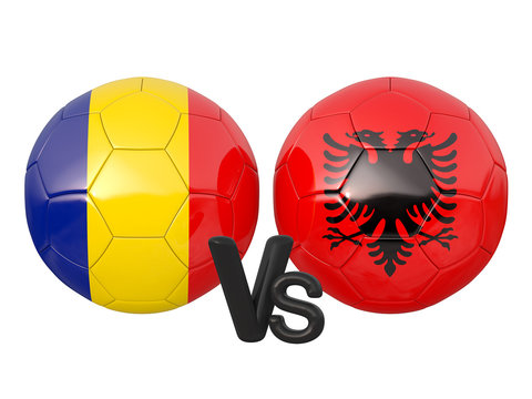 Romania / Albania soccer game 3d illustration