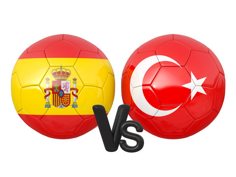 Spain / Turkey soccer game 3d illustration