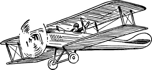 Vintage drawing airplane