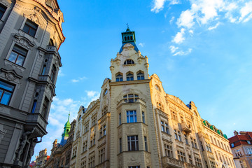 Fototapeta na wymiar Architecture on the Old Town Square of Prague, Czech Republic.