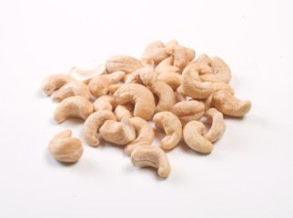 Fototapeta na wymiar Cashew nuts on white