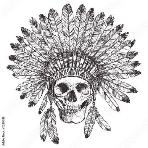 Download "Hand Drawn Native American Indian Headdress With Human ...