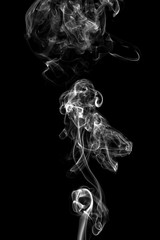 White smoke, isolated on black background.