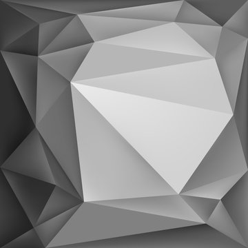 Grey low polygon shapes, triangles mosaic, vector design, creative background, templates design