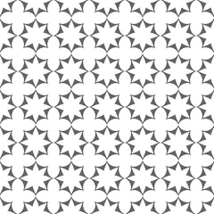 Fototapeta na wymiar Seamless monochrome stylized flowers and stars pattern
