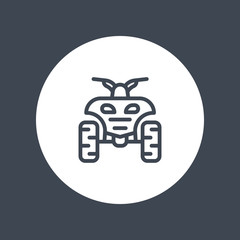 quad bike line icon, all terrain vehicle, quadricycle linear icon isolated on white, vector illustration