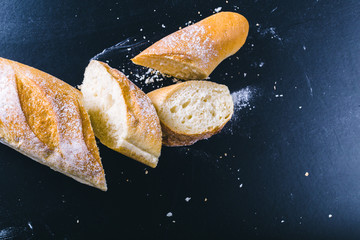 fresh loaf bread, food top view