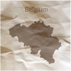 Map of the Belgium on papyrus. Vector illustration.