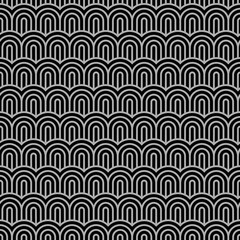 Geometric striped seamless pattern with stylized waves