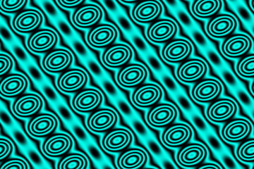 Fototapeta premium Cyan blue background with black circles in diagonal lines