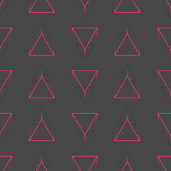 Dark seamless pattern with red triangles. Abstract texture for your design.