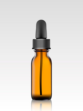 essential oil package isolated. 3D illustration. vector. Realistic essential oil bottle. Mock up. Cosmetic vial, flask, flacon. Perfume Container . Cosmetic dropper-bottle for serum. Collagen serum.