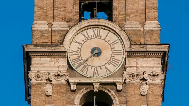 Clock tower on Neo classic museums buildings timelapse