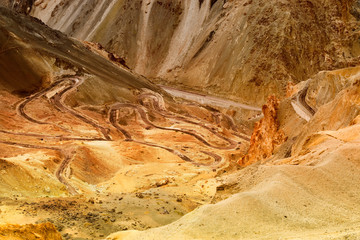 Zigzag road, Leh Srinagar Highway, Ladakh, Jammu and Kashmir, India