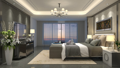 3D illustration bedroom Interior