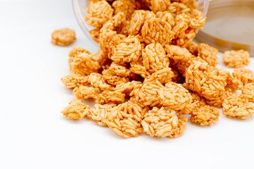 crispy rice cereal on white rable