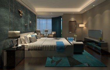 3D illustration bedroom Interior