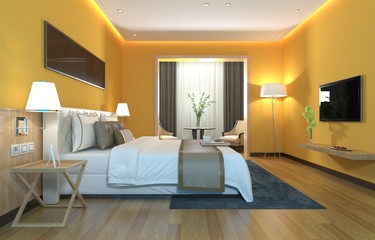 Naklejka na ściany i meble 3D illustration bedroom Interior
