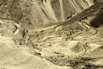 Zigzag road, Leh Srinagar Highway, Ladakh, Jammu and Kashmir, India