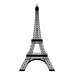 Fototapeta na wymiar Silhouette Eiffelturm in Paris gezeichnet und isoliert
