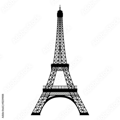 "Silhouette Eiffelturm in Paris gezeichnet und isoliert" Stock image