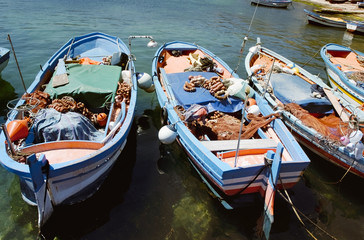 Fishing boats in the harbor of Mondello, Sicily