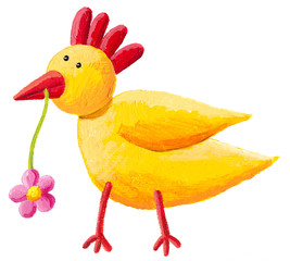 Funny yellow hen