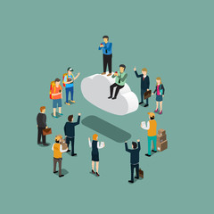 Cloud data storage flat 3d isometric business technology 