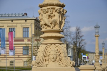 Fototapeta na wymiar Lampensäule beim Schloss, Schwerin